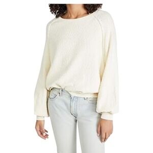 Free People Found My Friend Textured Pullover Sweater Balloon Sleeve Women's Med